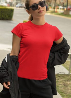 RED Plain Women TShirt