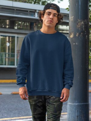 Plain New Navy Blue Sweatshirt For Men