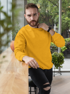 Plain Mustard Yellow Sweatshirt For Men