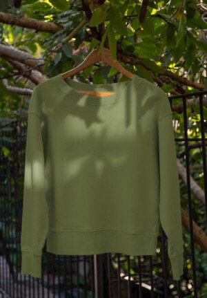 Plain Olive Green 2 Sweatshirt For Men