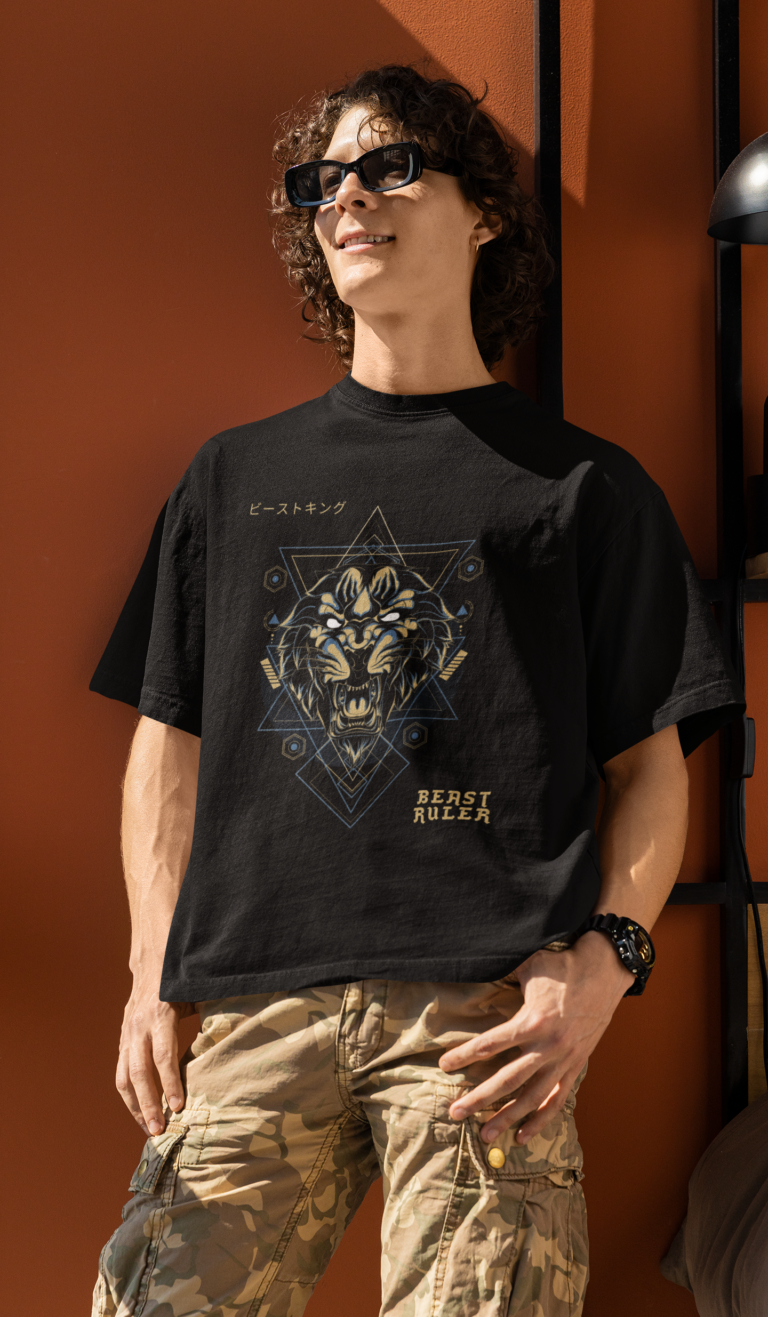 Medium-length natural curls worn with a graphic T-shirt