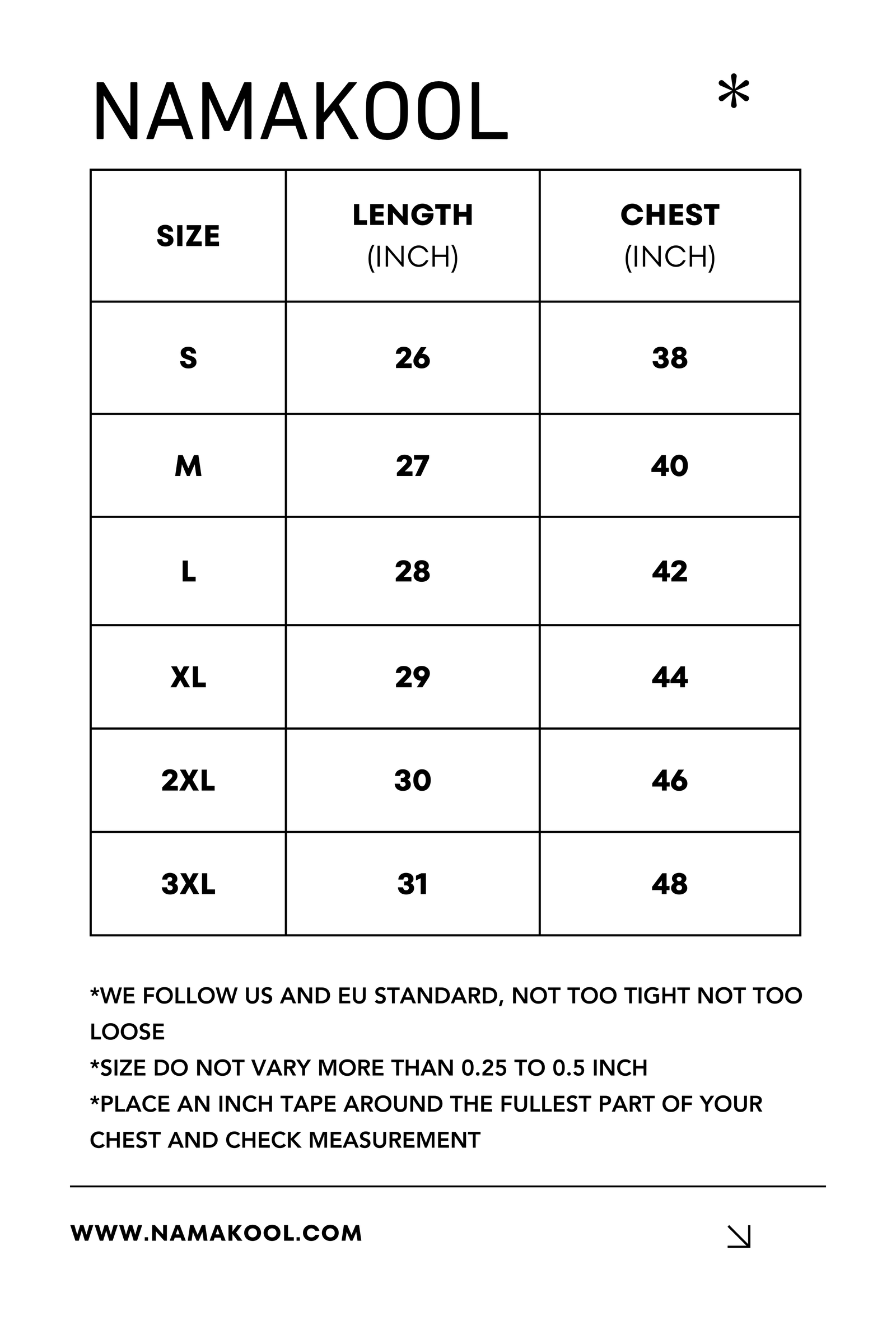 Men's polo T-shirt size and fit guide