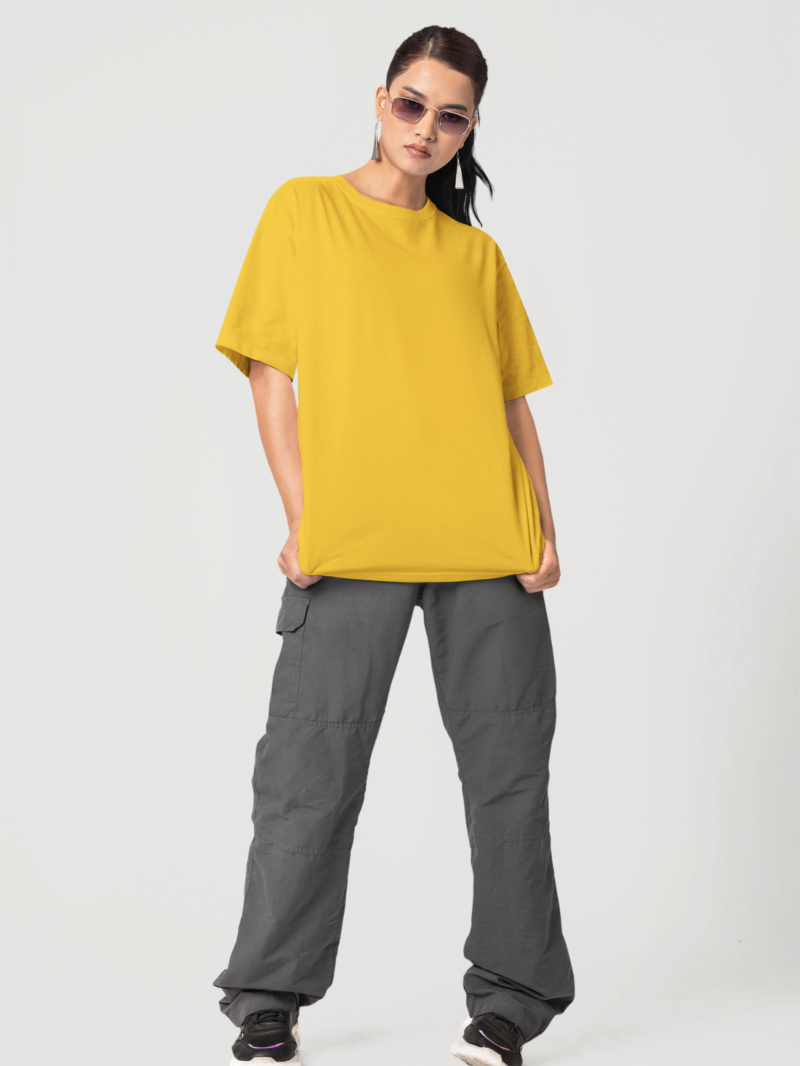 Mustard Yellow Women’s Oversize T-Shirt - Image 3