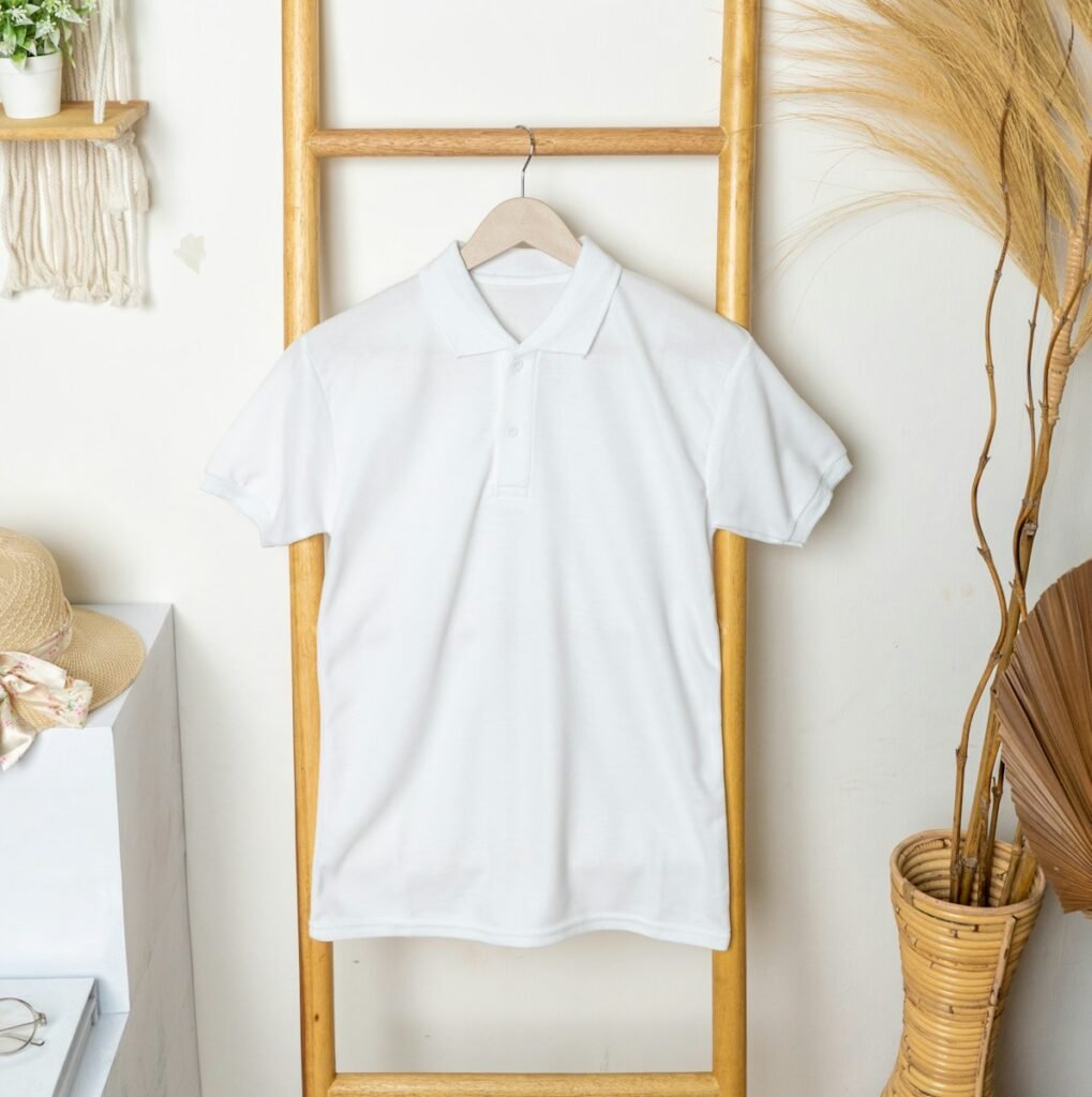 a white polo t-shirts 