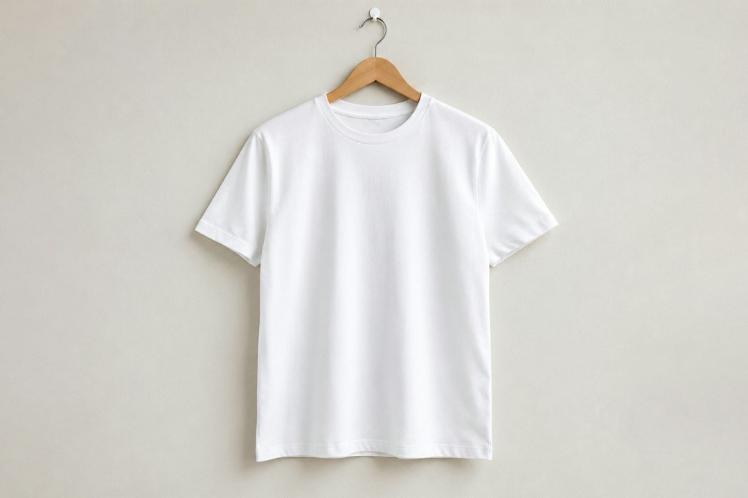 Men's white round-neck T-shirt styling guide image