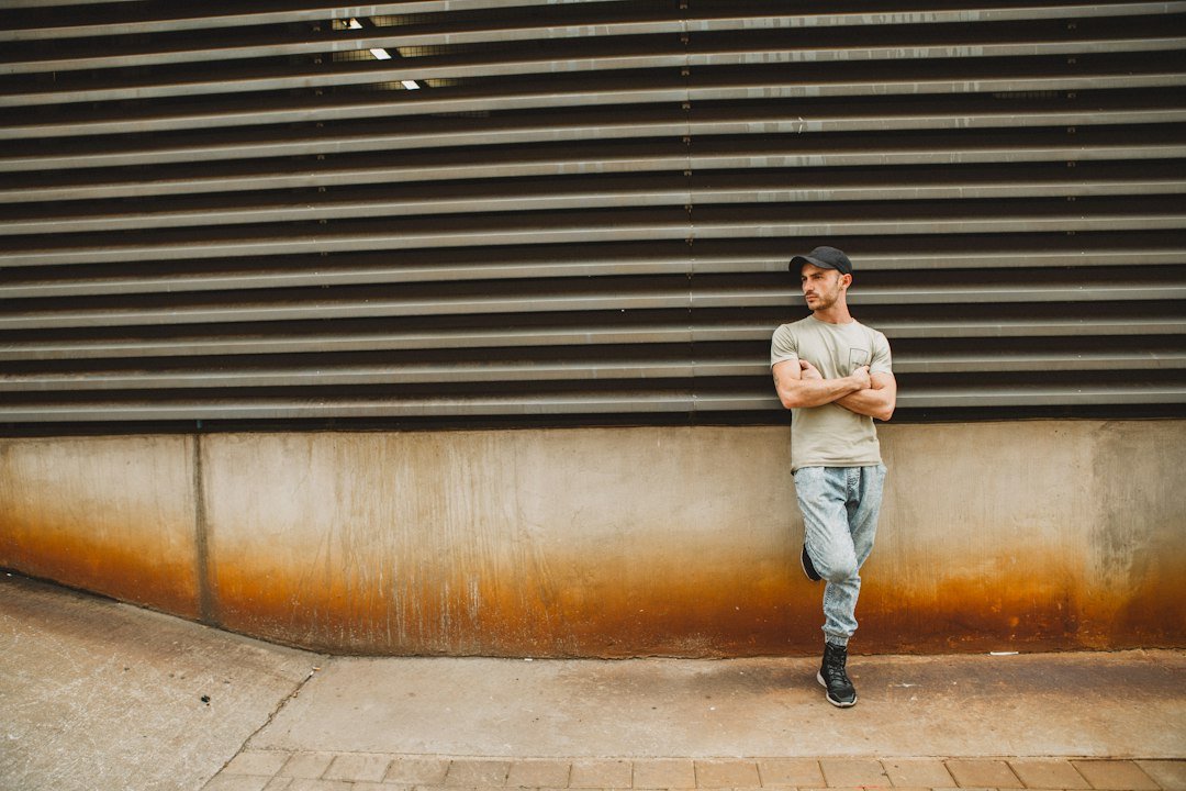 Cream polo + brown trousers - lifestyle casual styling