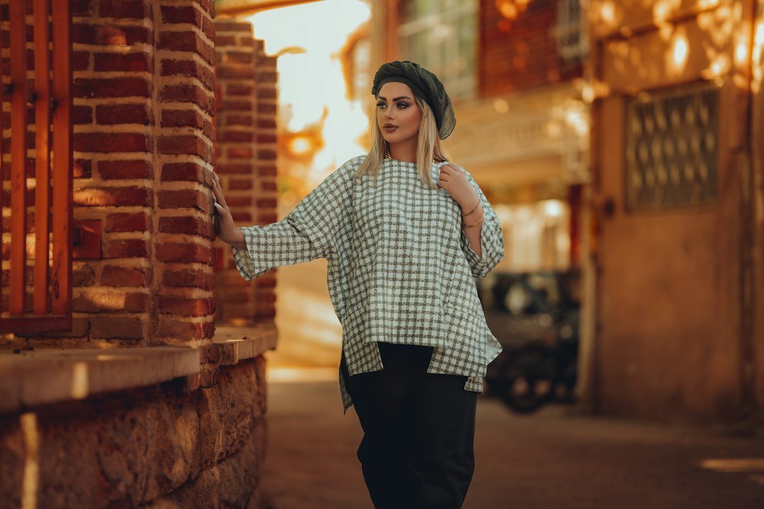 Loose checked shirt worn as a casual outer-looking garment