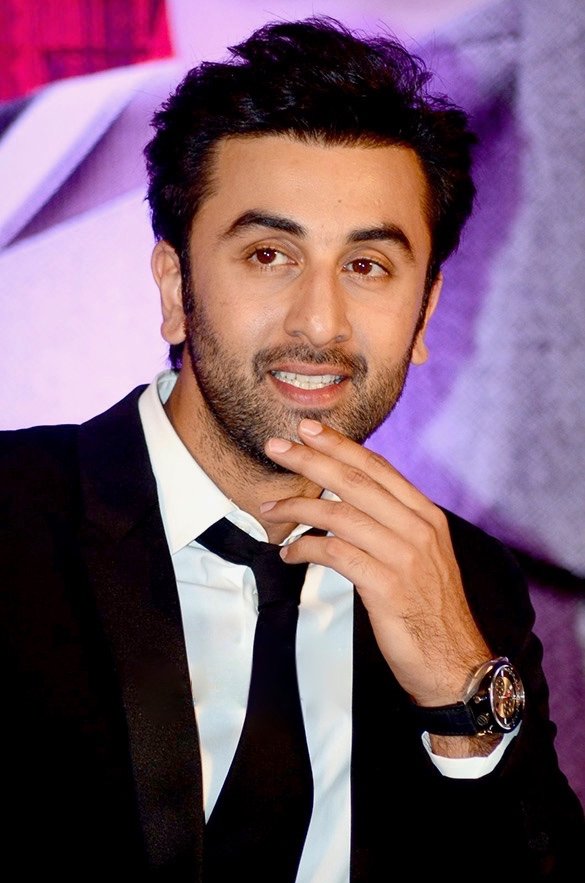 Ranbir Kapoor — Dark suit, white shirt and black tie